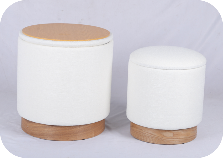 Wood Base Storage Ottoman