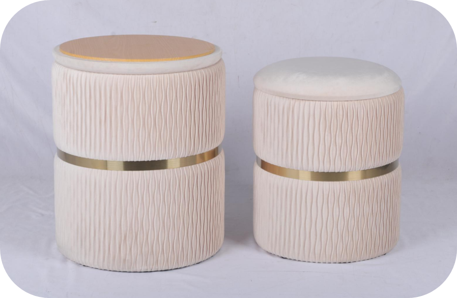 S/2 Stainless Steel Ring Storage Ottoman