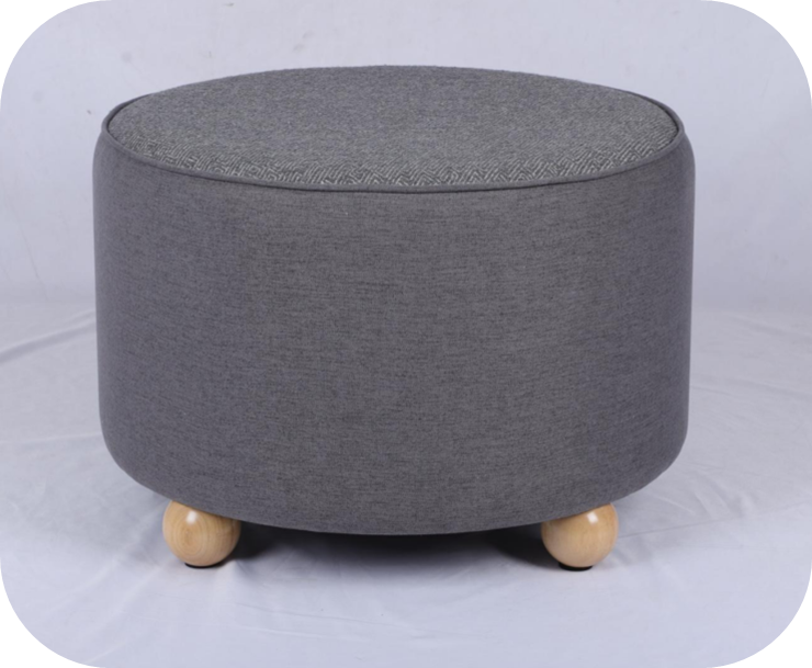 Round Ottoman with wood leg