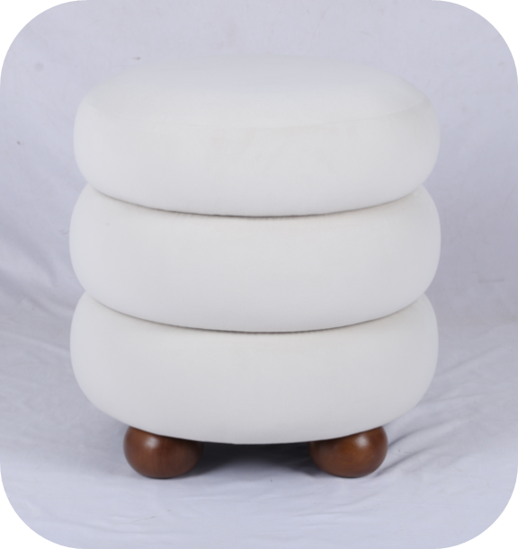 Round Ottoman with wood leg