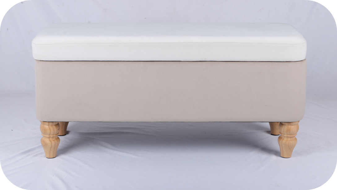 Storage Bench with Wood Leg